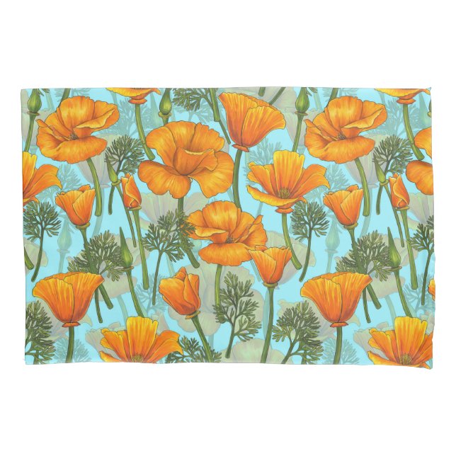 California poppy pillowcase (Front-Left)