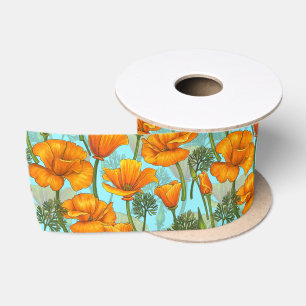 California poppy satin ribbon