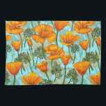 California poppy tea towel<br><div class="desc">Hand-drawn pattern with California poppies</div>