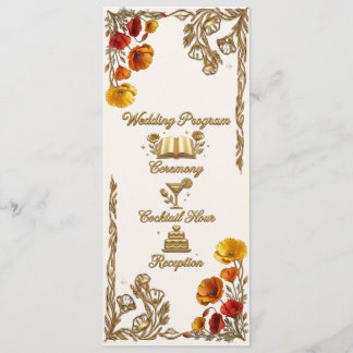 California Poppy Wedding Program Card