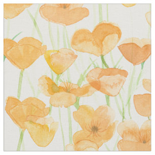 California Poppy Wildflowers Watercolor Floral Fabric