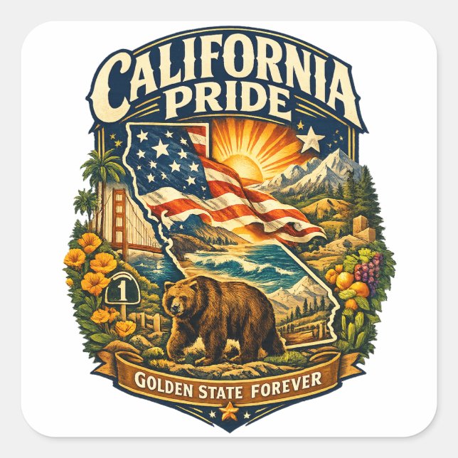 California Pride Golden State Forever Sticker (Front)