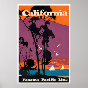 California Print Travel Poster Cruise Ship Art