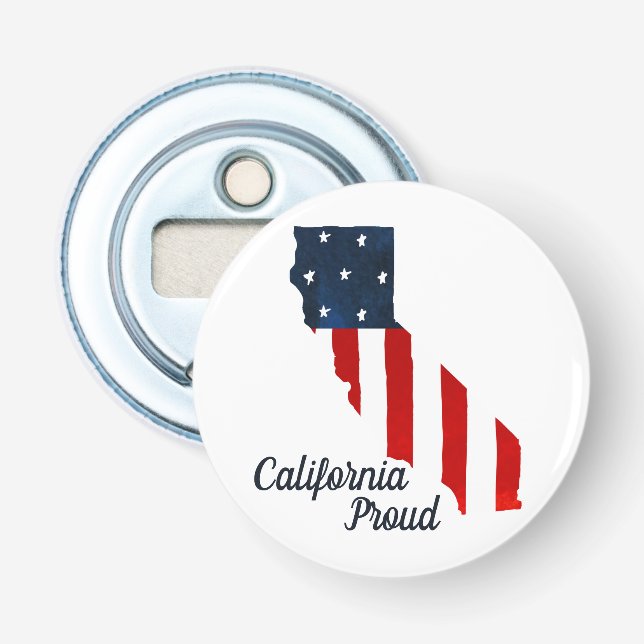 California Proud Patriotic Watercolor USA Flag Bottle Opener (Front)