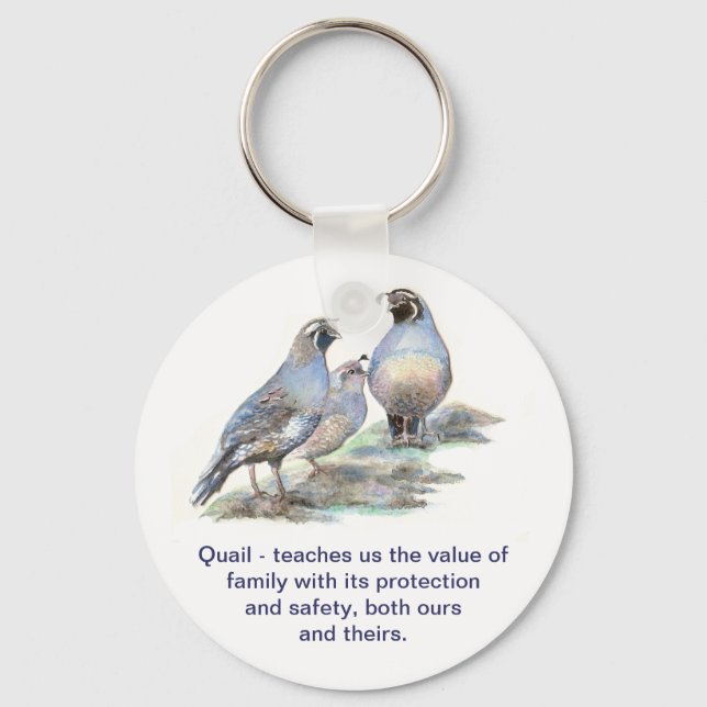 California Quail, Animal Totem, Guide, Nature Key Ring (Front)