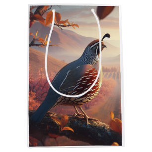 California Quail Bird Art Wildlife Nature Medium Gift Bag