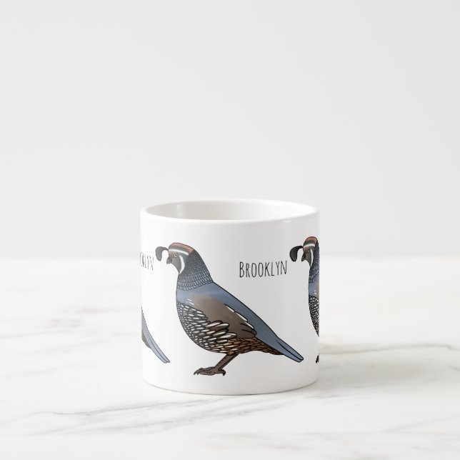 California quail bird cartoon espresso cup (Front)