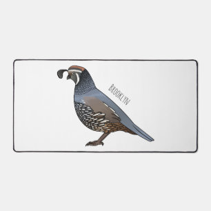 California quail bird cartoon illustration  desk mat