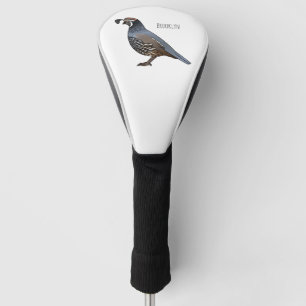 California quail bird cartoon illustration golf head cover
