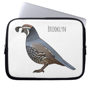 California quail bird cartoon illustration laptop sleeve