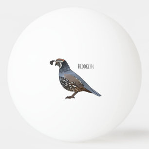 California quail bird cartoon illustration ping pong ball