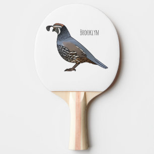 California quail bird cartoon illustration ping pong paddle