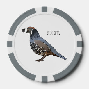 California quail bird cartoon illustration poker chips