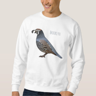 California quail bird cartoon illustration sweatshirt