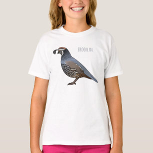 California quail bird cartoon illustration T-Shirt