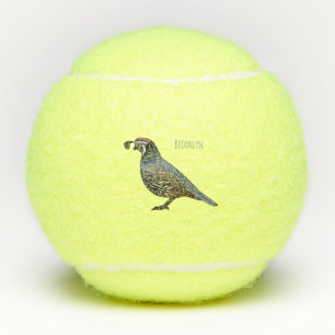 California quail bird cartoon illustration tennis balls