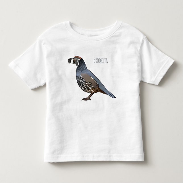 California quail bird cartoon illustration toddler T-Shirt (Front)