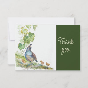 California Quail Bird Nature WatercolorThank you Thank You Card