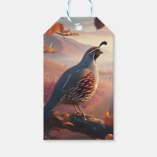 California Quail Birds Wildlife Nature Art Gift Tags