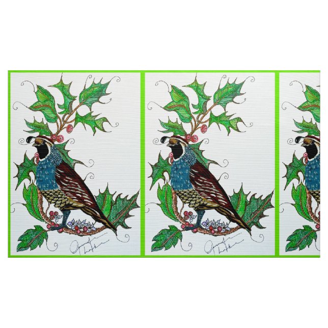 California Quail in Holly Fabric (Yard)