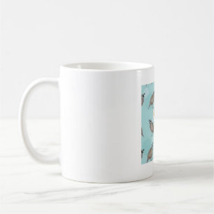 California quail with flower pattern coffee mug