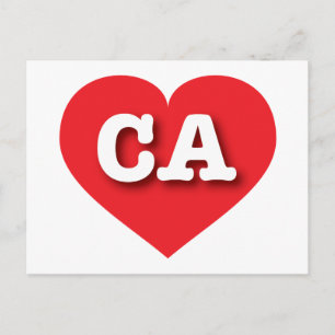 California Red Heart - I love CA Postcard