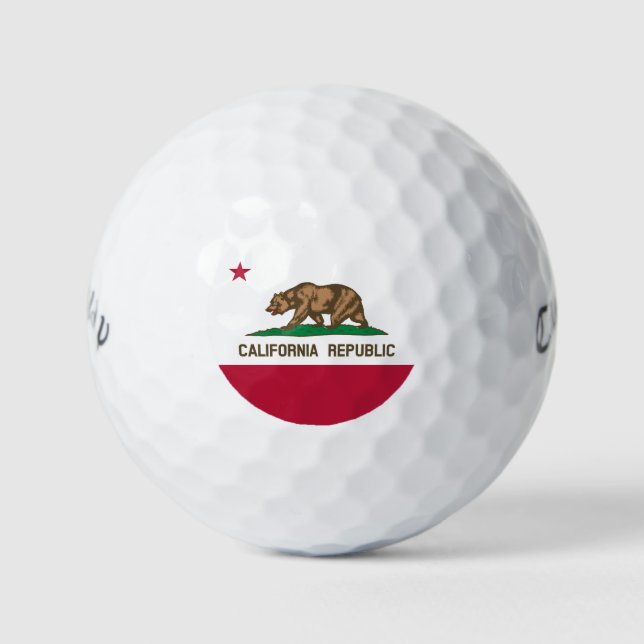 California Republic Bear Flag: Cali Golden State Golf Balls (Front)
