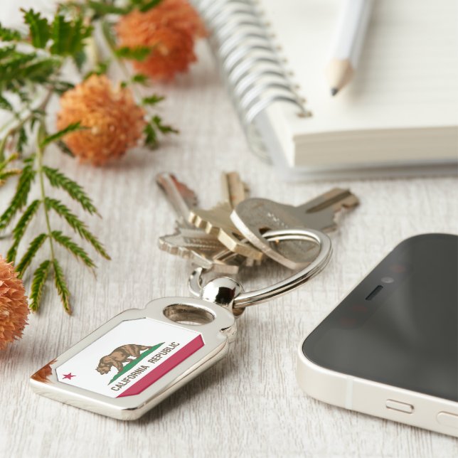 California Republic Bear Flag: Cali Golden State Key Ring (Side)