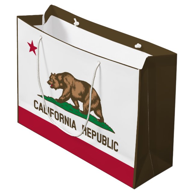 California Republic Bear Flag: Cali Golden State Large Gift Bag (Front Angled)