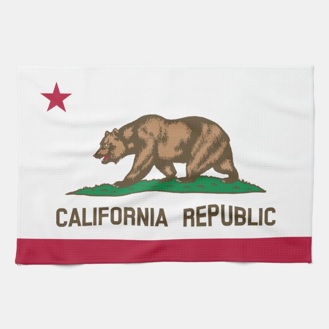 California Republic Bear Flag: Cali Golden State Tea Towel (Horizontal)
