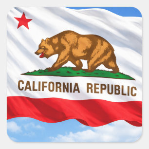 California Republic Bear Flag – Patriotic Square Sticker