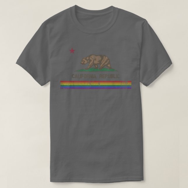 California Republic Bear LGBT Gay Pride Month Rain T-Shirt (Design Front)