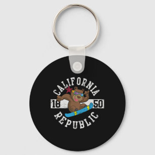 California Republic Bear Snowboarder Snowboarding Key Ring