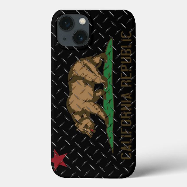 California Republic Black Diamond Plate Case-Mate iPhone Case (Back)