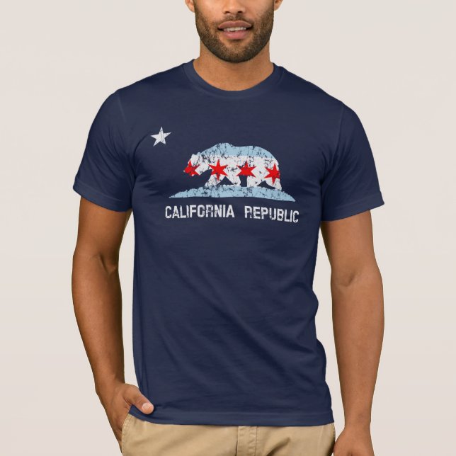 California Republic Chicago Transplant Flag Mashup T-Shirt (Front)