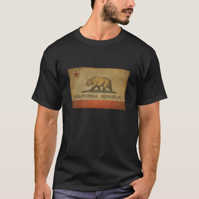 California Republic Distressed Flag Tee Shirt (Front)