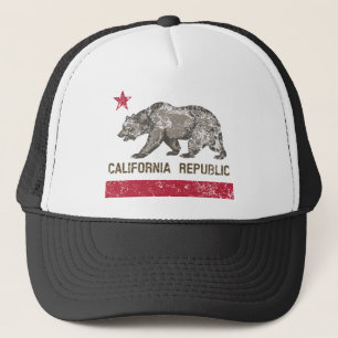 california republic distressed trucker hat
