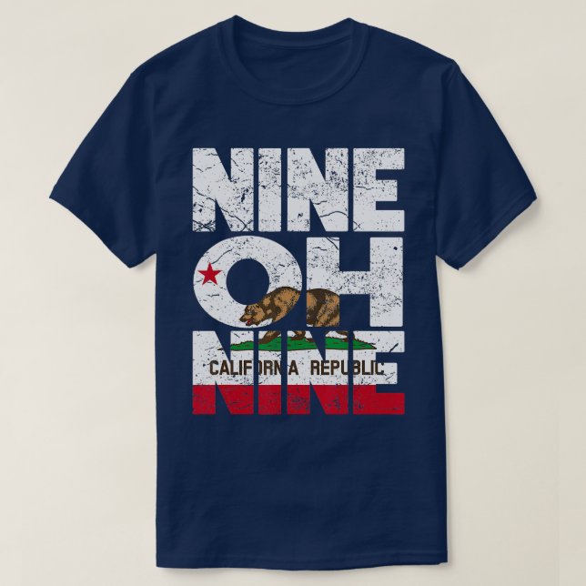 California Republic Flag  Area Code 909  T-Shirt (Design Front)