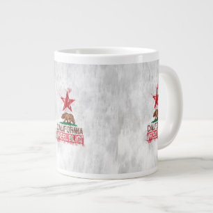 California Republic Flag Bear in Paint Style Decor Large Coffee Mug