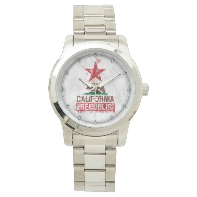 California Republic Flag Bear in Paint Style Decor Watch (Front)