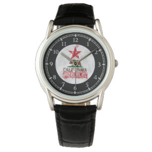 California Republic Flag Bear in Paint Style Dial Watch