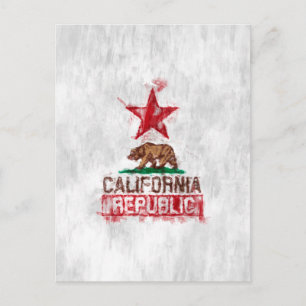 California Republic Flag Bear in Painterly Style Postcard