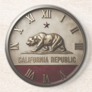 California Republic Flag Bear Red and Gold Coaster