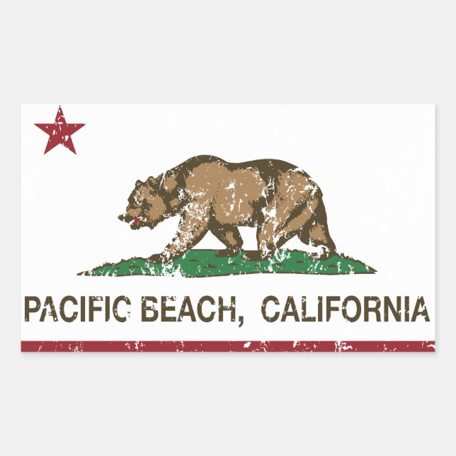 California REpublic Flag Pacific Beach Rectangular Sticker (Front)