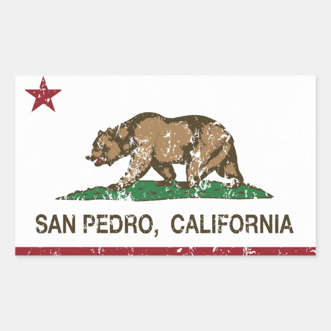California Republic Flag San Pedro Rectangular Sticker (Front)