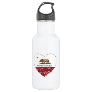 California Republic Love Heart Distressed 532 Ml Water Bottle