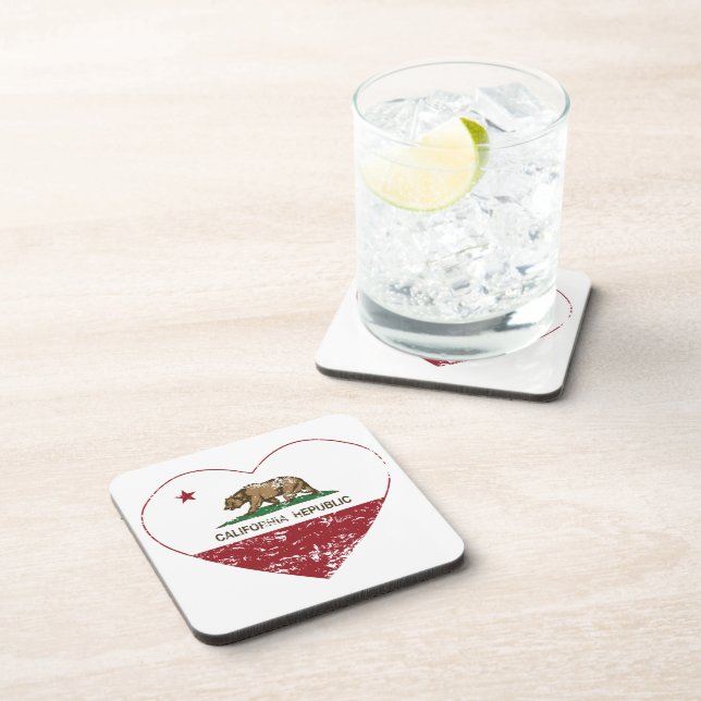 California Republic Love Heart Distressed Coaster (Right Side)