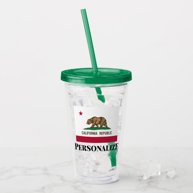 California Republic state flag acrylic tumbler cup (Front Ice)
