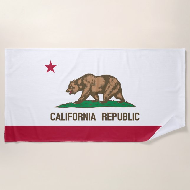 California Republic State Flag Beach Towel (Front)