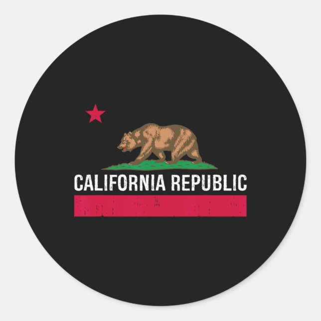 California Republic State Flag  Classic Round Sticker (Front)